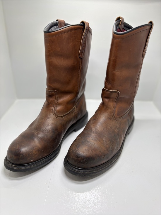 Red Wing 4441 Pecos Safety Toe Work Boots Men\'s 11 D Made USA Brown Leather Pull main image 2